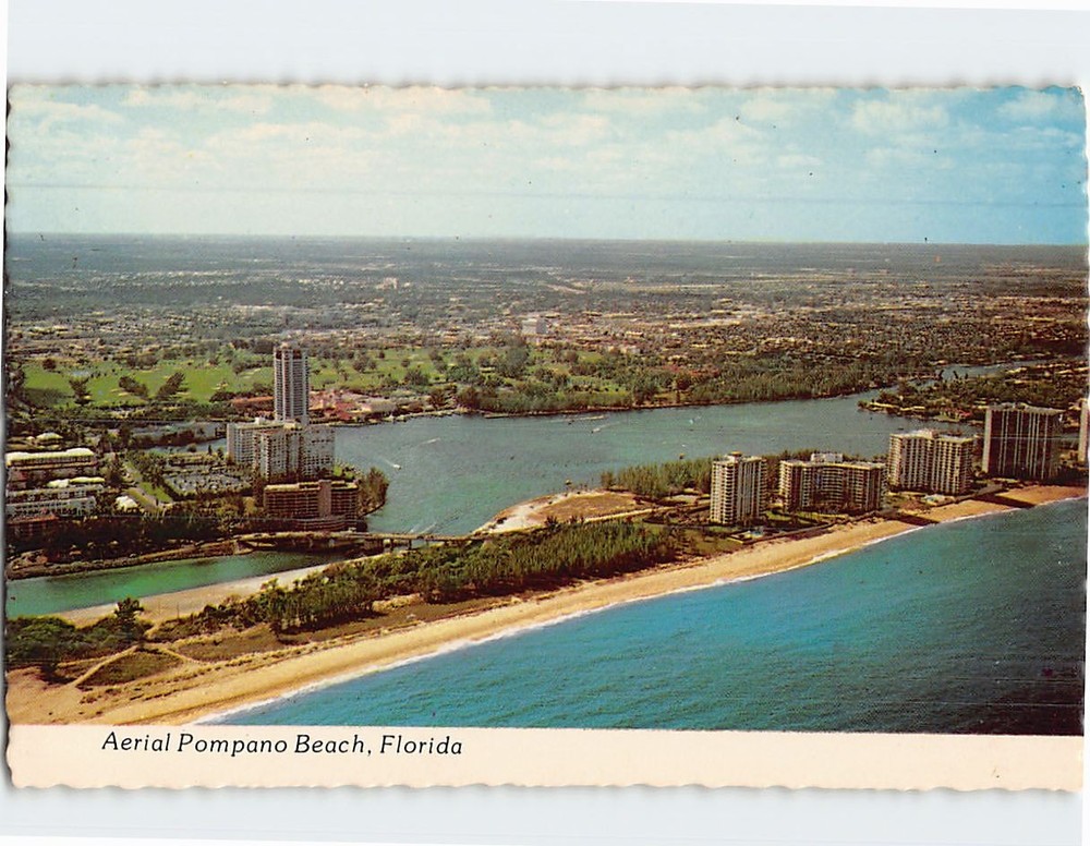 Postcard Aerial View Pompano Beach Florida USA