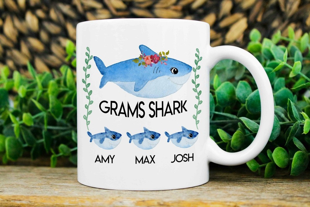 Grams Gift Grams Shark Mug Custom Grams Mugs Mug With Kids Names Grams Est