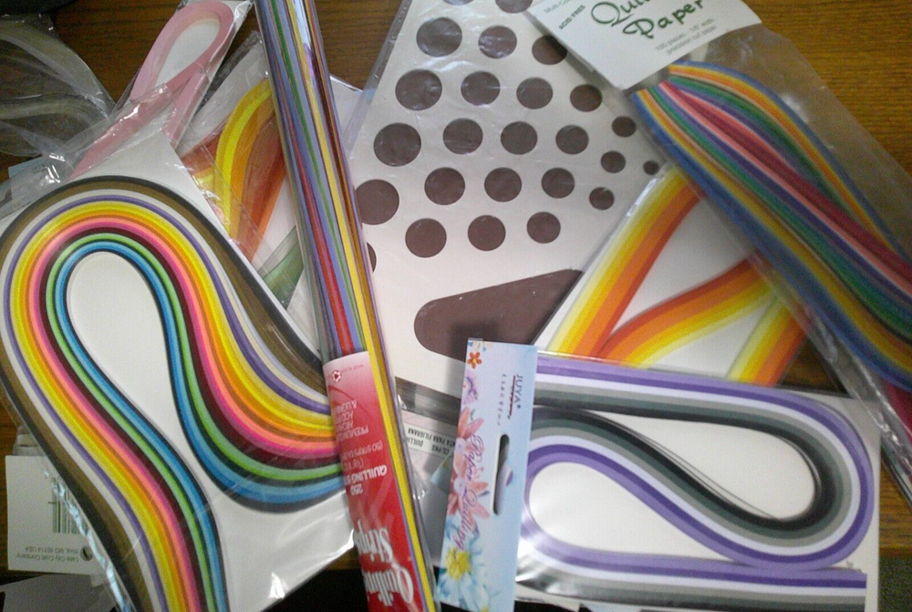 Large Lot of 18 Packs Quilling Paper & Quilling Board w/Tool - all pictured
