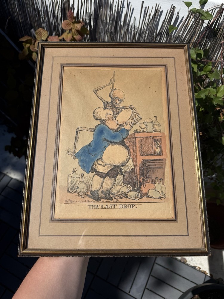 1801 Thomas Rowlandson “The Last Drop” Original Framed Print Extremely Scarce