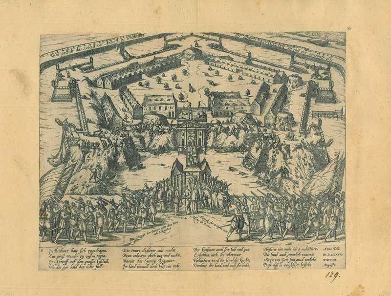Historical print of Antwerp