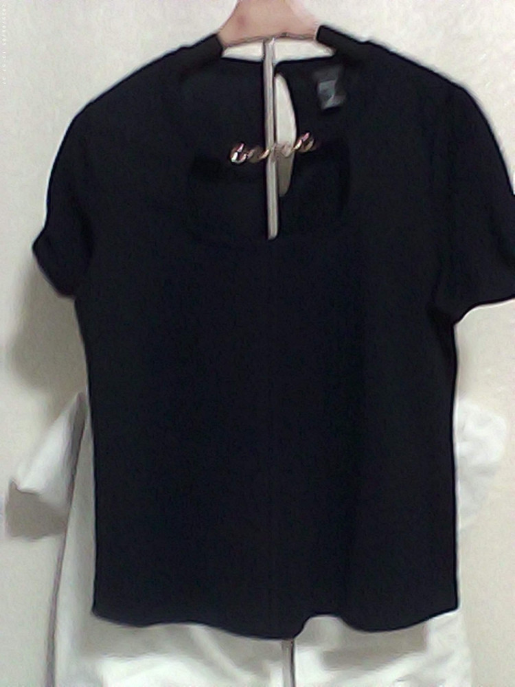 womens black short sleeve blouse size large