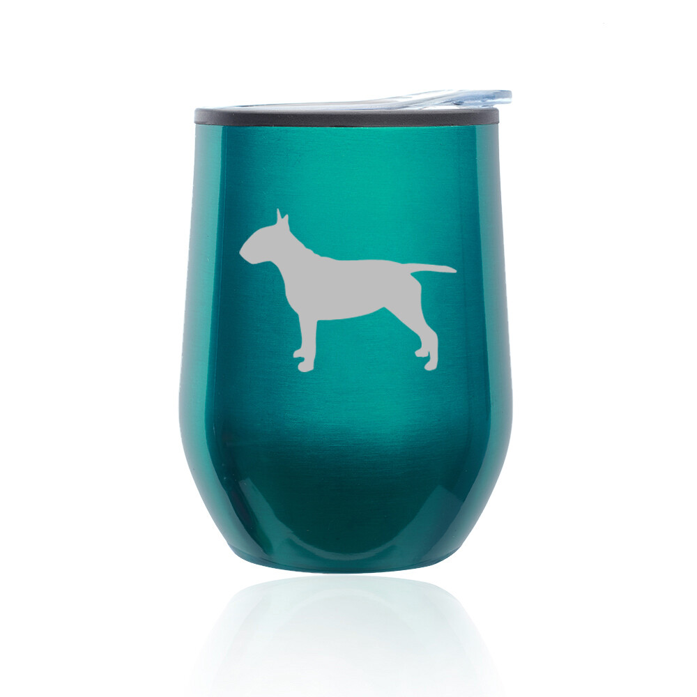Stemless Wine Tumbler Coffee Travel Mug Glass Cup w/ Lid Bull Terrier