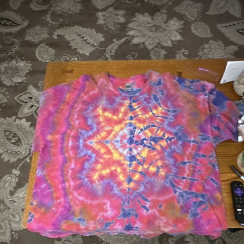 Gildan 2XL Multicolor Heavy Cotton Tie-Dye Crew Neck Short Sleeve Men's T-Shirt