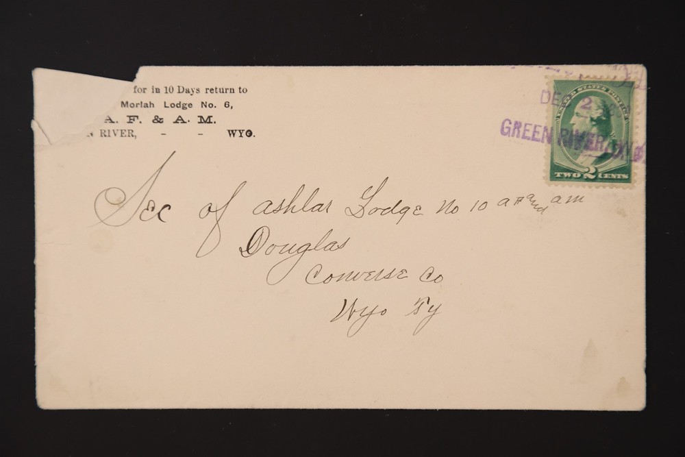 Dr Jim Stamps 1889 Green River Wyoming Territory Straight Line Cancel Cover