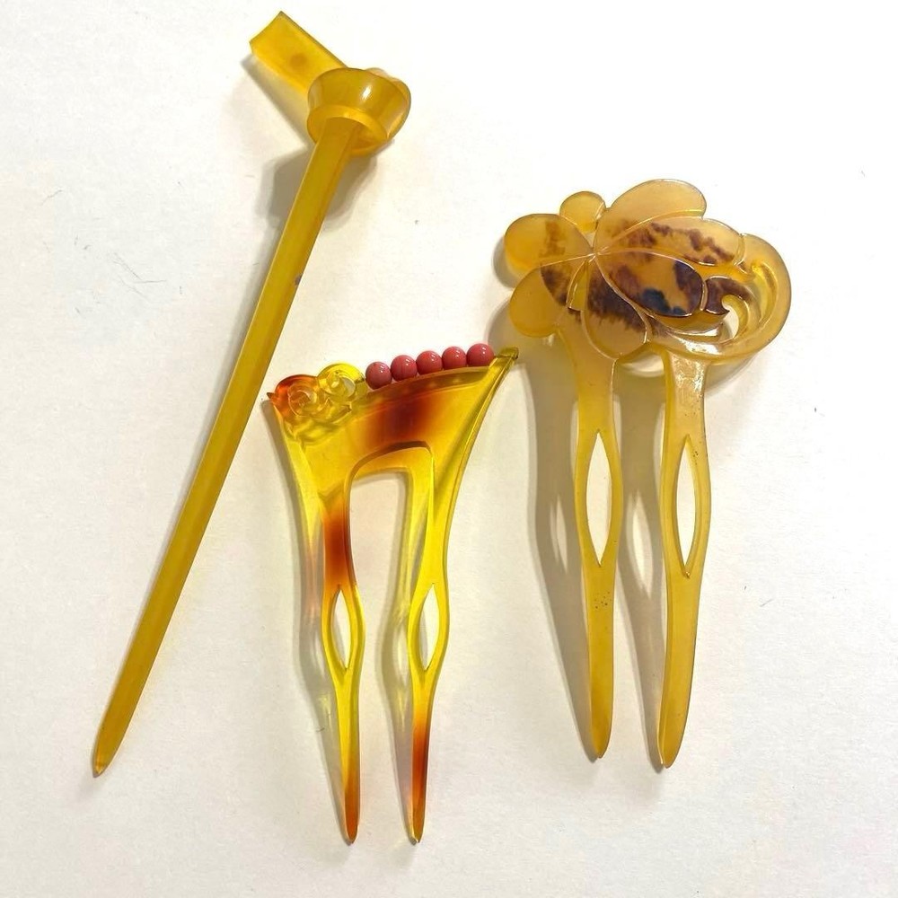 Showa Retro Taisho Romantic Hair Accessories 3-Piece Vintage Hairpin Collectible