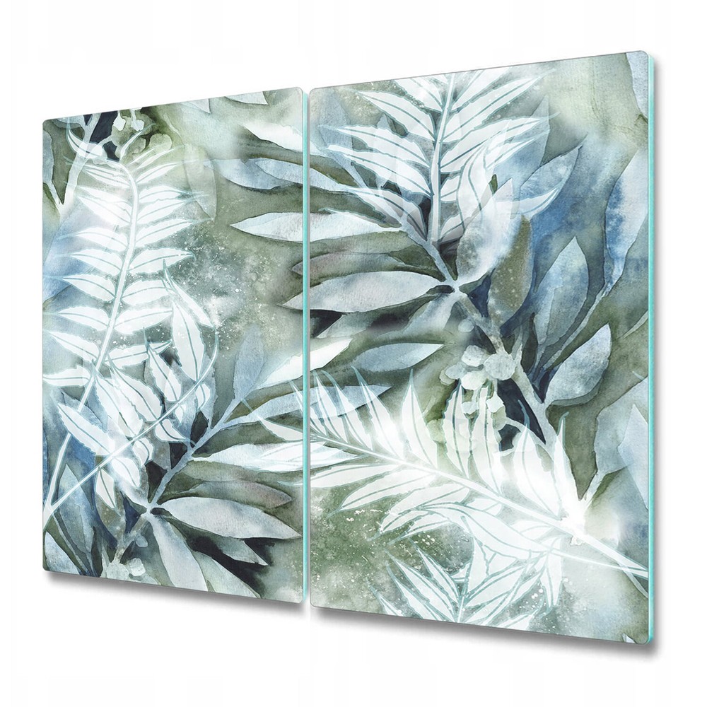 Glass Induction Ceramic Hob Cover Watercolour painted Leaves Tropical 2x30x52