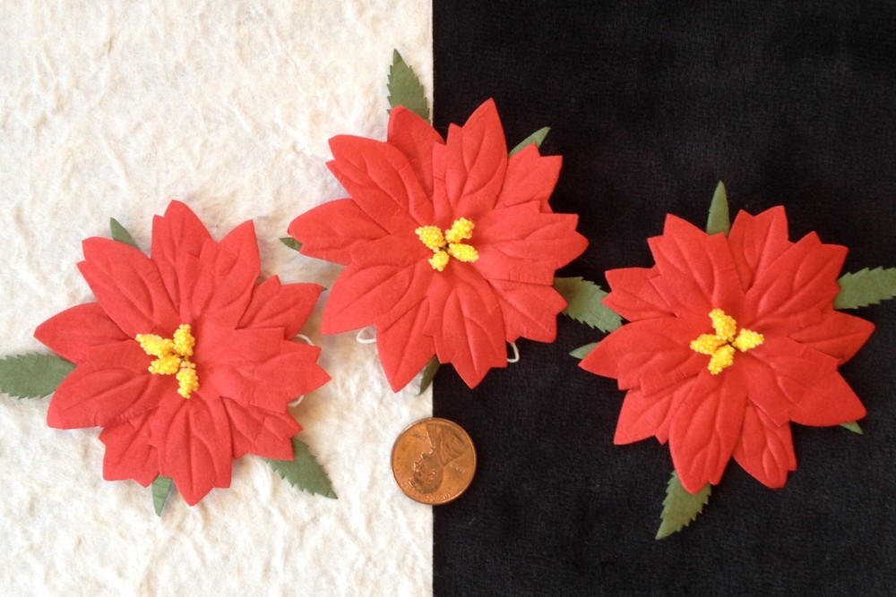 10 Poinsettias red poinsettia Christmas mulberry paper Cards gift bag Scrapbook