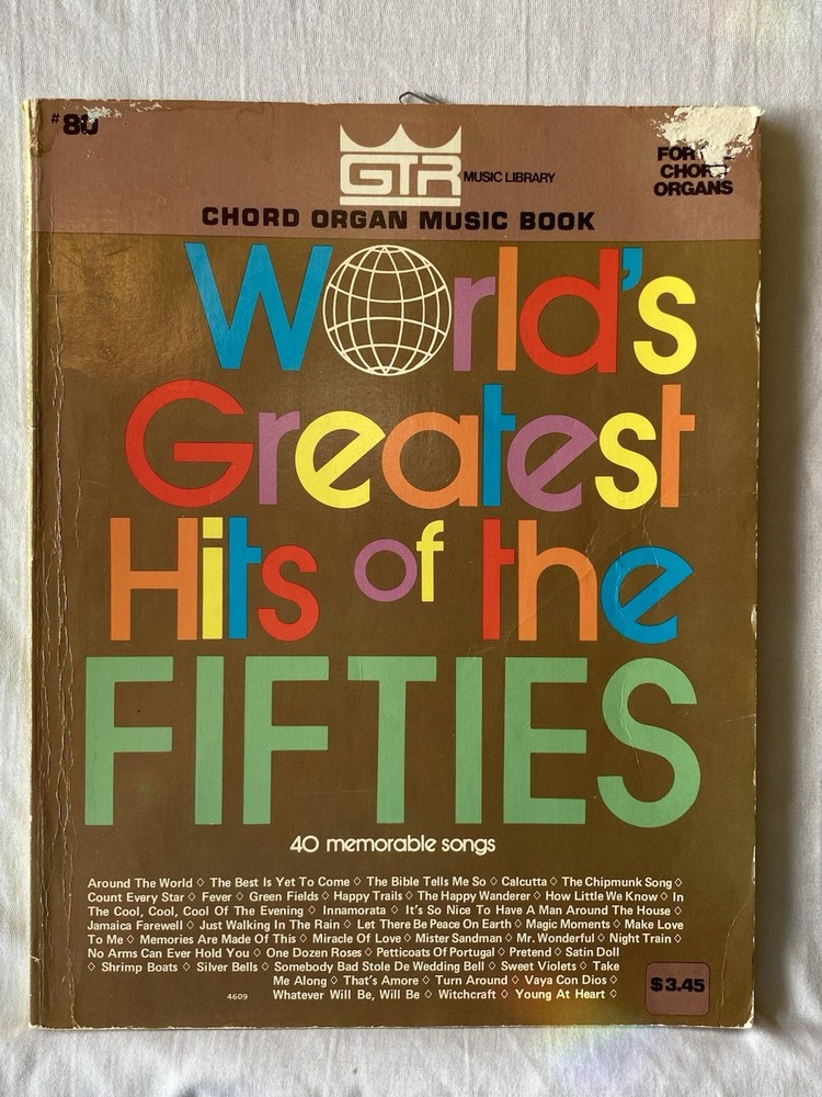 GTR WORLD'S GREATEST HITS OF THE Fifties - Chord ORGAN MUSIC Book