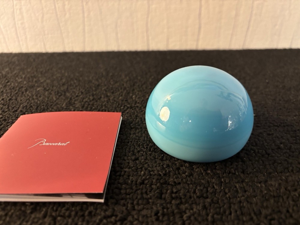Sky Blue Opaline Paperweight In Baccarat Crystal