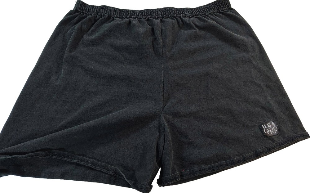 Women's Very Rare Vintage Black Large USA Olympic Brand Cotton Athletic Shorts