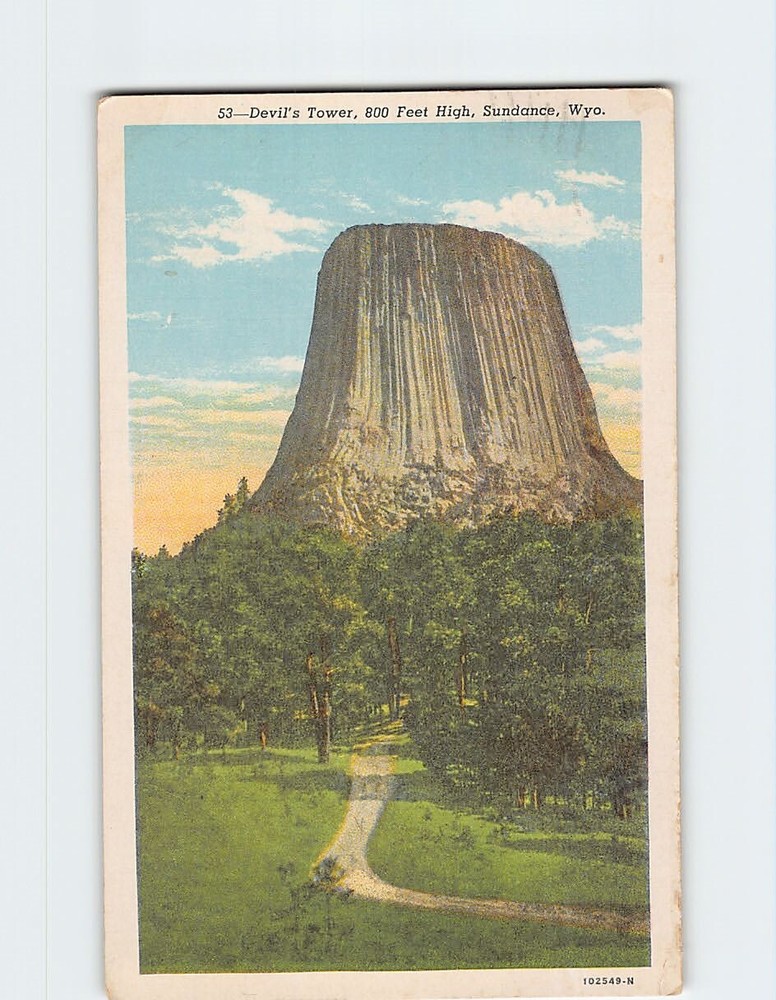 Postcard Devil's Tower Sundance Wyoming USA