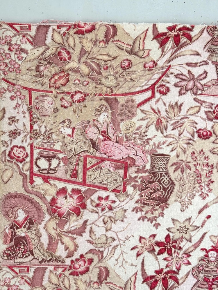 47x30 c1900 Japonisme fabric French design cretonne Japanese pattern look style