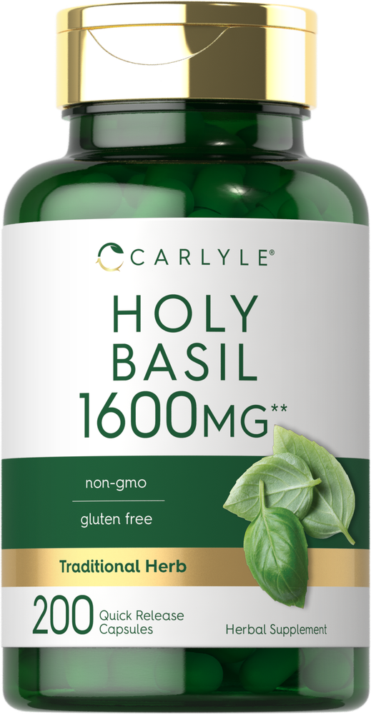 Holy Basil Capsules 1600mg | 200 Count | Leaf Extract Supplement | by Carlyle
