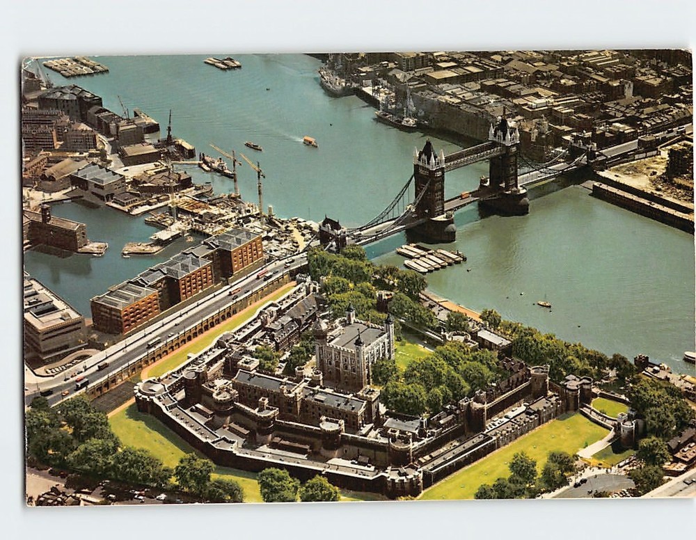 Postcard Aerial View Tower & Tower Bridge London England