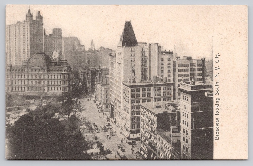 Vintage Broadway Looking South NYC Postcard Rotograph Co. New York City Germany