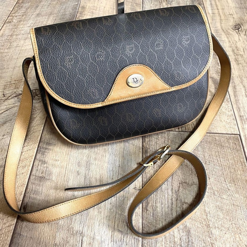 Dior Mini Honeycomb Leather Crossbody Shoulder Bag Authentic Vintage