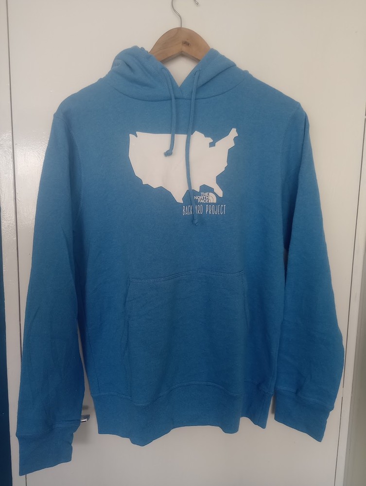 The North Face Hoodie Womens Large Blue Pullover Long Sleeve Cotton Polyester
