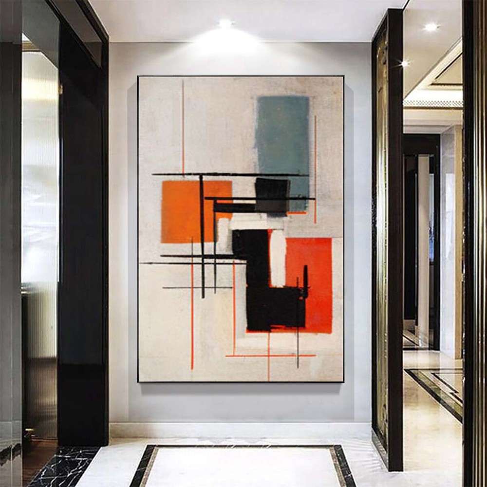 Large Wall Art Paintings Black Hand Painted Abstract Oil Painting On Canvas Red