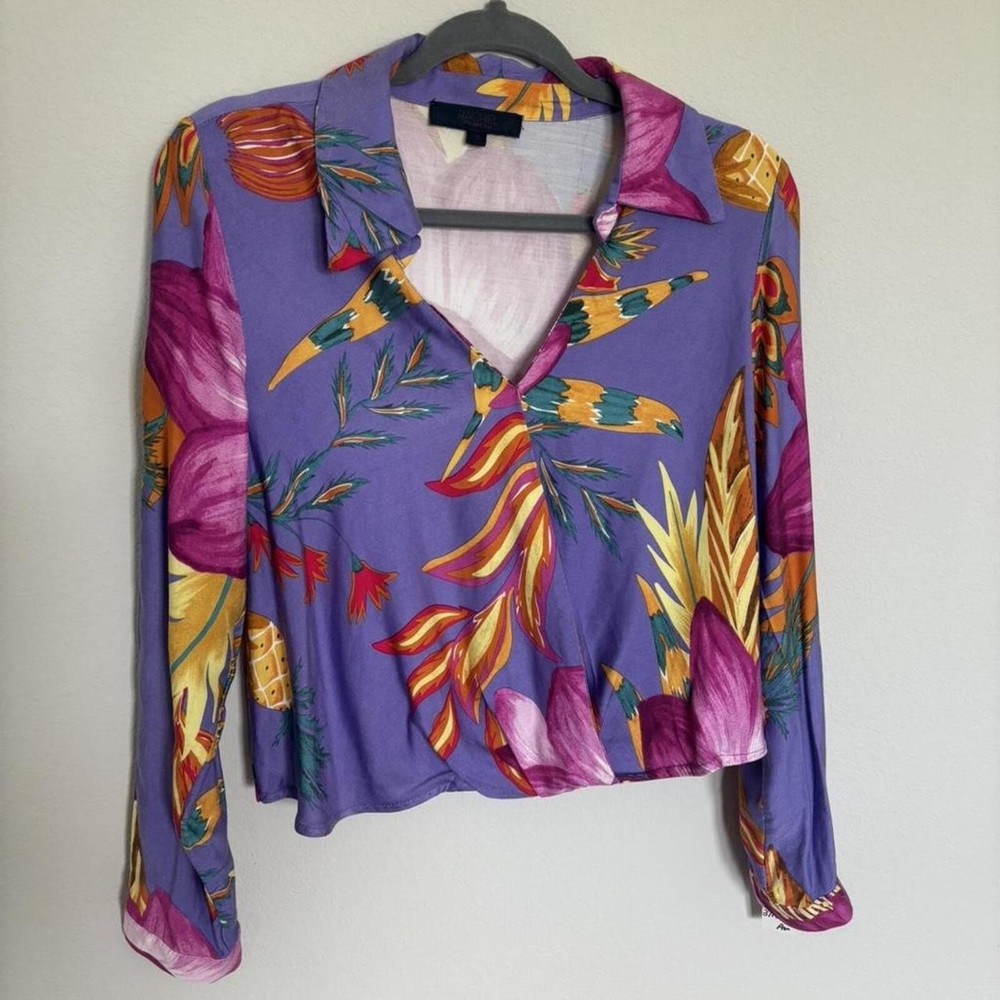 Rachel Roy Floral Print Long Sleeve Blouse Size Small