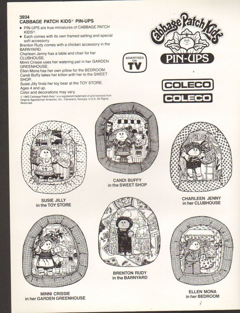 Vintage Ad Sheet #657 - Coleco - Cabbage Patch Kids Pin-Ups