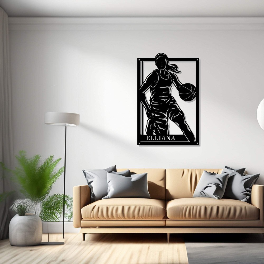 Custom Female Basketball Signage Metal Sign Personalized Basketball Player Name