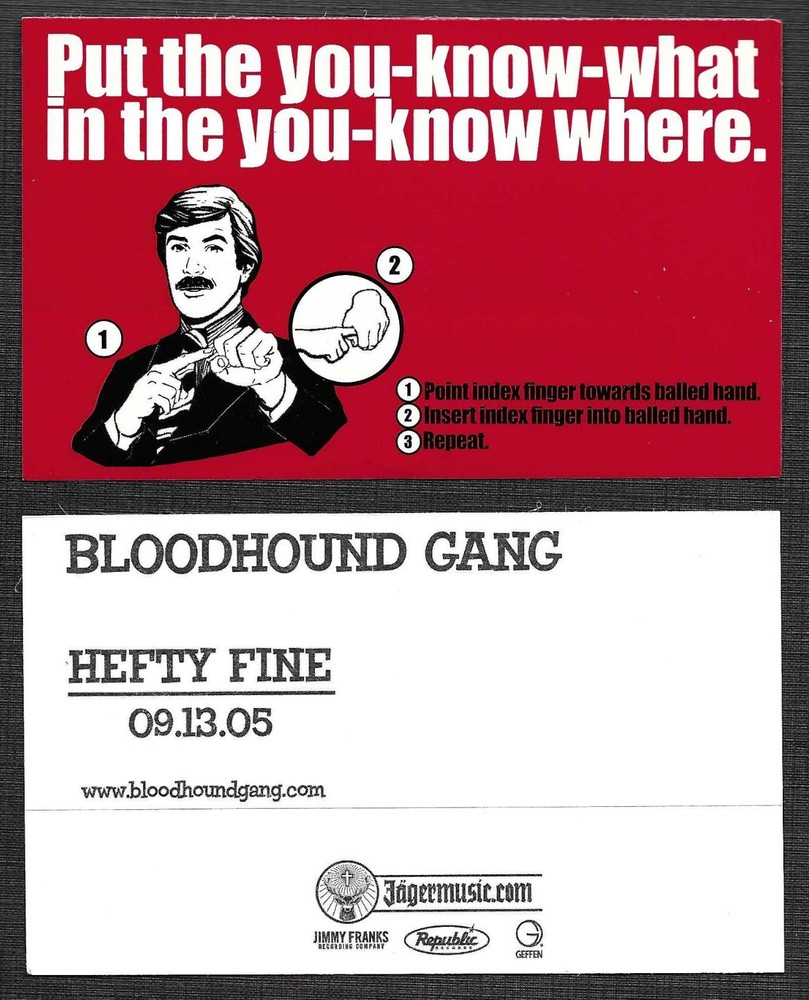 BLOODHOUND GANG Vintage 2005 PROMO STICKER DECAL w/DATE 5x3 for Hefty CD MINT