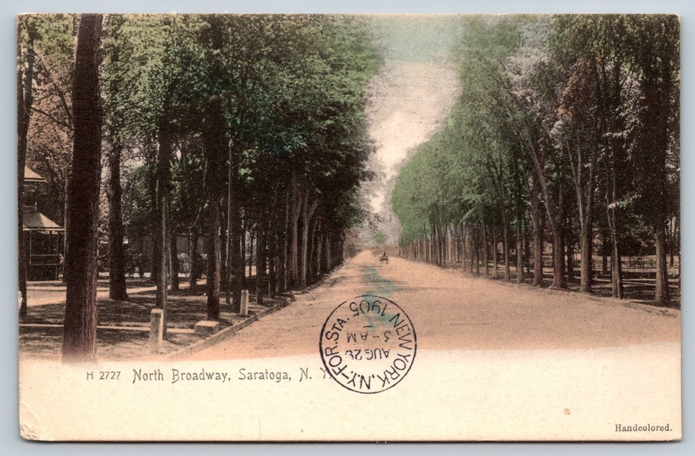 North Broadway Saratoga New York Postcard 1905 Rotograph Handcolored