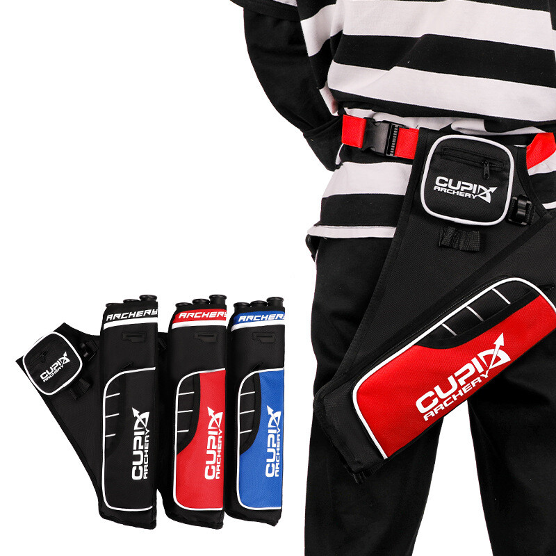 Archery Arrow Quiver 3 Tube Back Side Waist Bag Pouch Holder Bow Hunting Target
