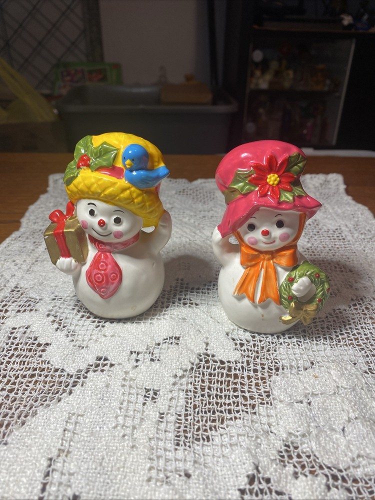 NAPCOWARE Napco Christmas Set Of 2 Snowman Figurine W/Original Label X8829