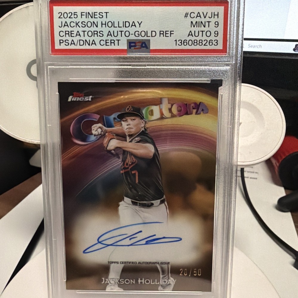 2025 Topps Finest JACKSON HOLLIDAY Creators RC Auto Gold Refractor #/50 PSA 9