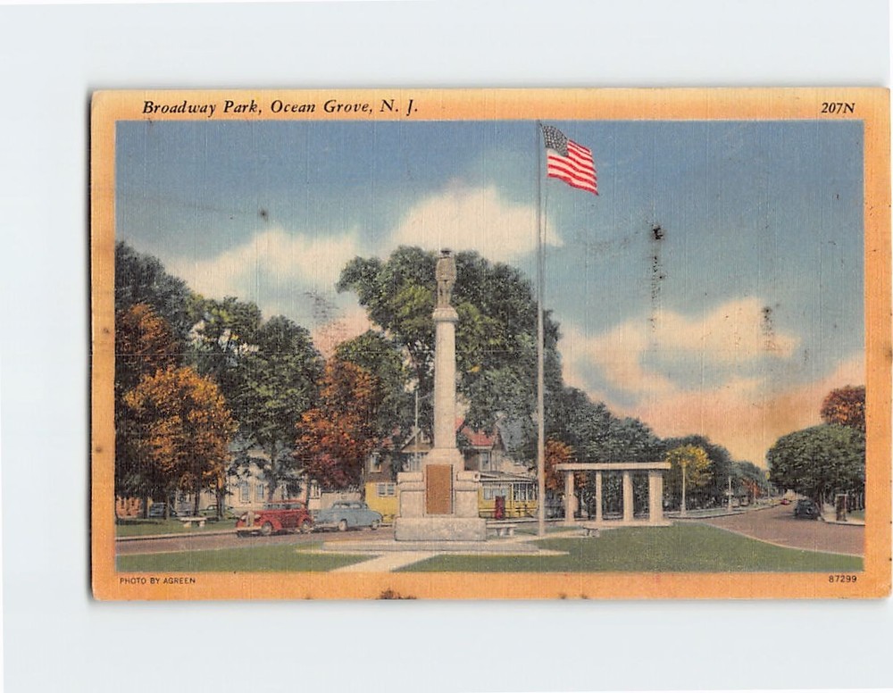 Postcard Broadway Park Ocean Grove New Jersey USA North America