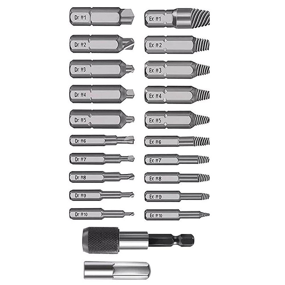 22Pcs Screw Extractor Set for Damaged Stripped Bolts and Drill Bits