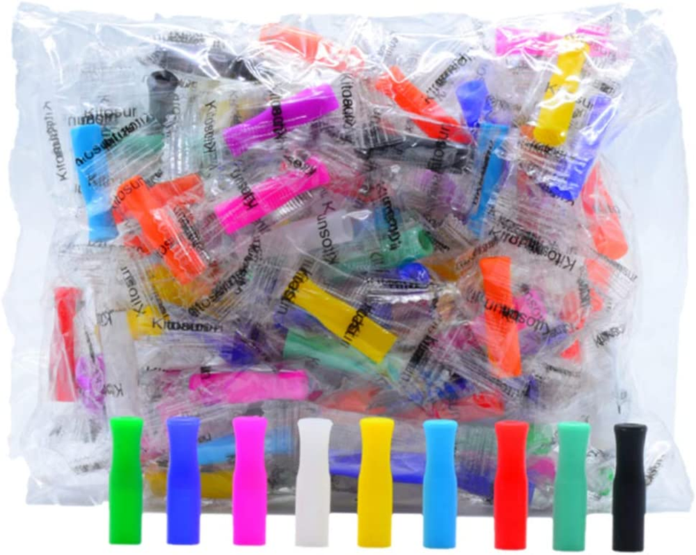 100Pcs Straw Tips Reusable Silicone Straws Tips for Metal Straws Several Colors