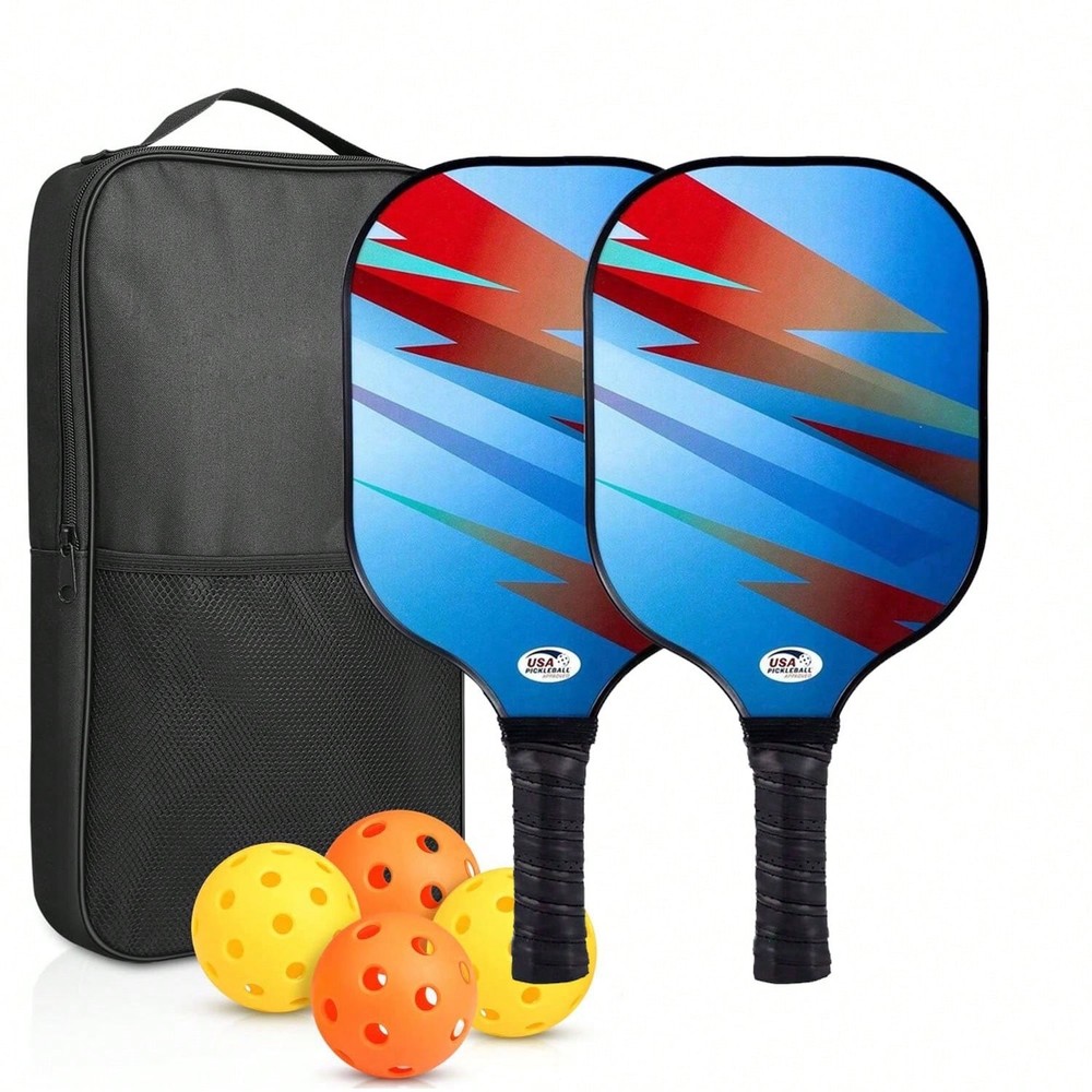 Fiberglass Pickleball Paddles Set with 4 Balls & Carry Bag