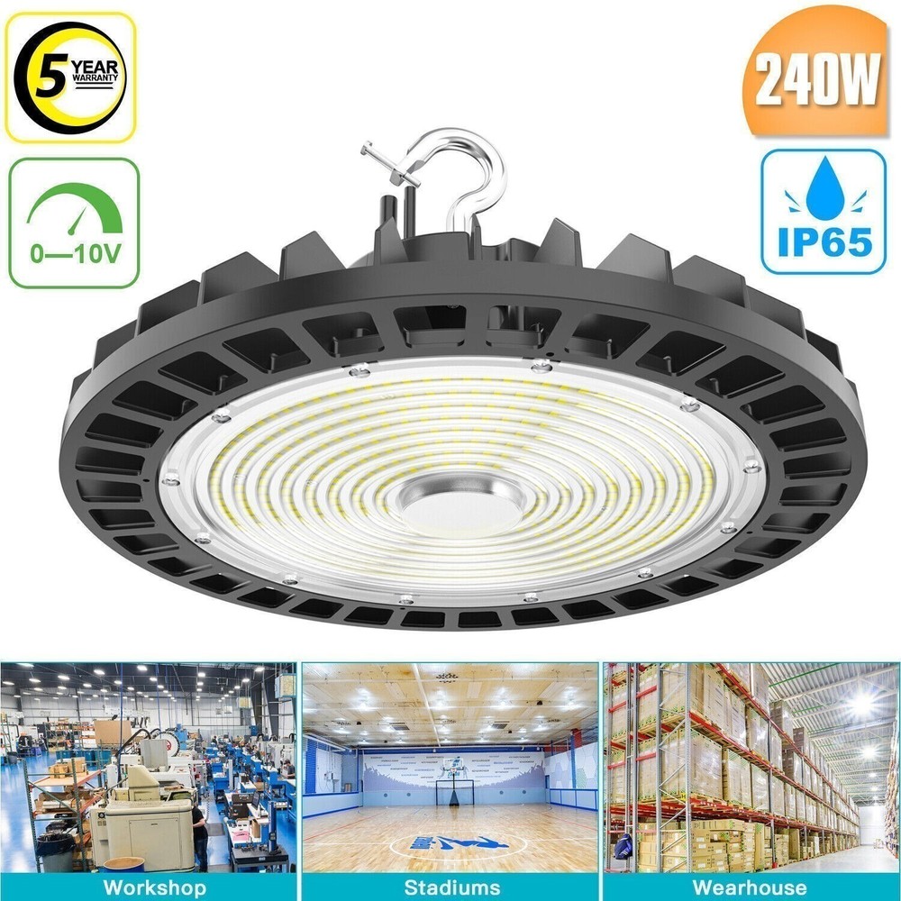 240W UFO Led High Bay Light Commercial Warehouse Factory Shop Fixtures Dimmable
