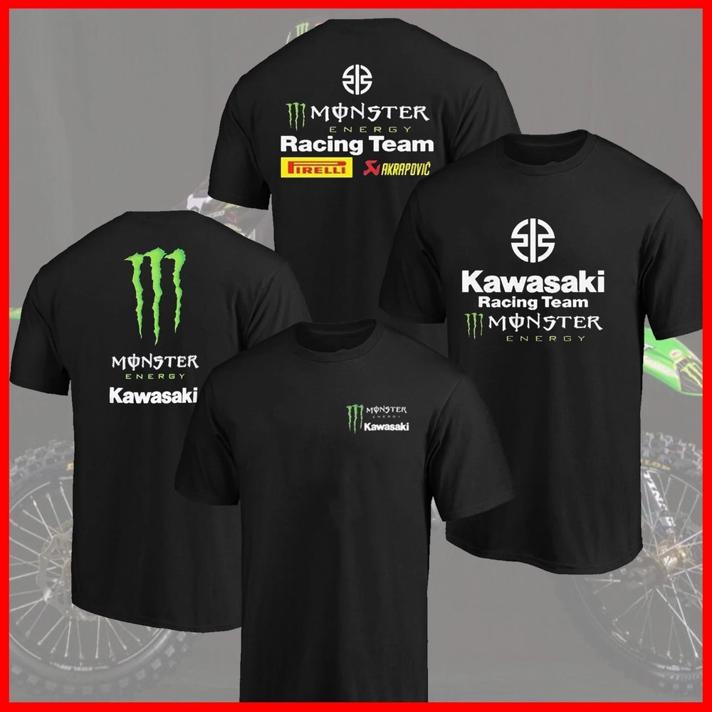 SALE 2026 Kawasaki Monster Energy Racing Team T-shirt Motorcycle Both Side Tee