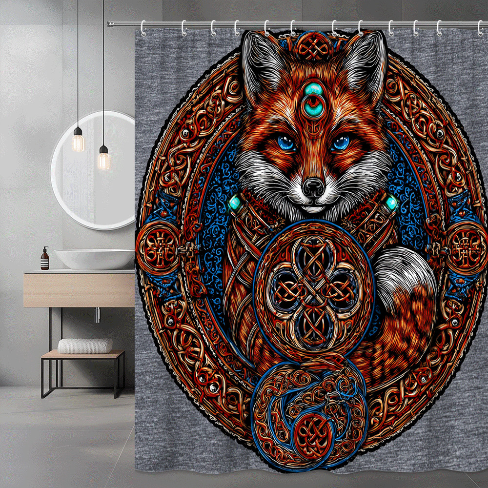 Celtic Fox Shower Curtain Graphic Animal Print