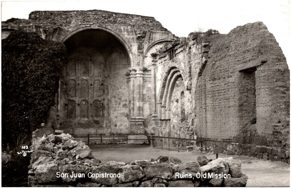 Ruins of Old Mission San Juan Capistrano California CA 1963 RPPC Postcard Photo