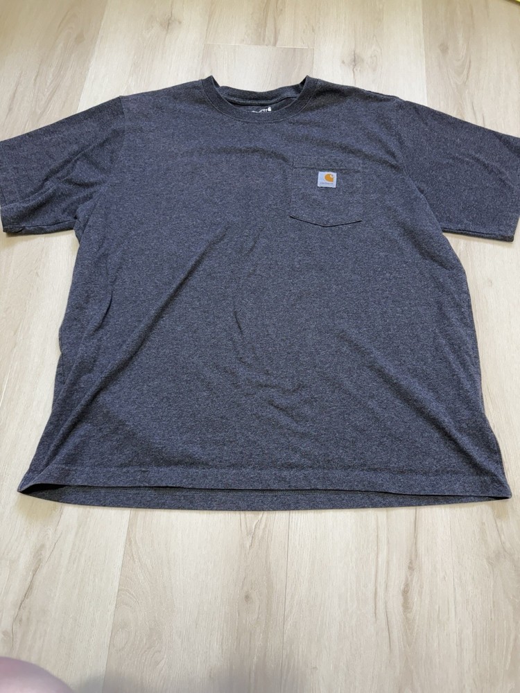 Carhartt T-Shirt Men's Size 2XL Short Sleeve Logo Pocket Relaxed Fit Dark Gray