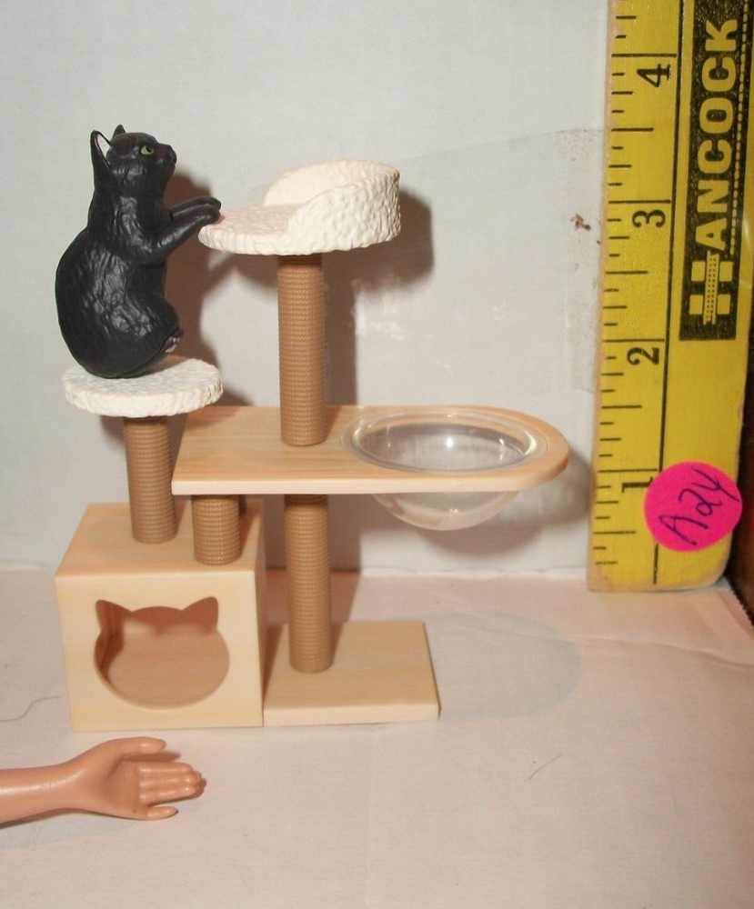 1/6 DOLL SIZE MINIATURE REMENT PET KITTY CAT & PLAY TOWER ACCESSORY LOT A24 NWOP