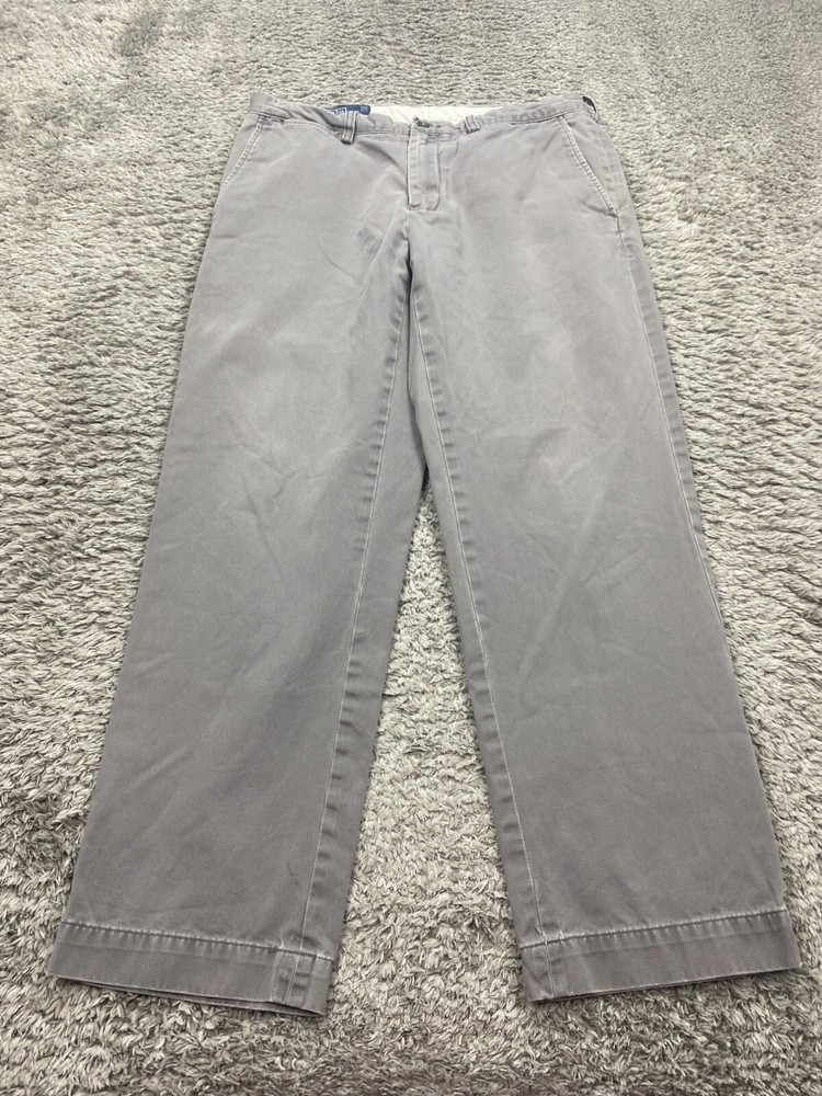 Polo Ralph Lauren Pants Men 34x30 Preston Gray Canvas Relaxed Fit Golf Chino Vtg