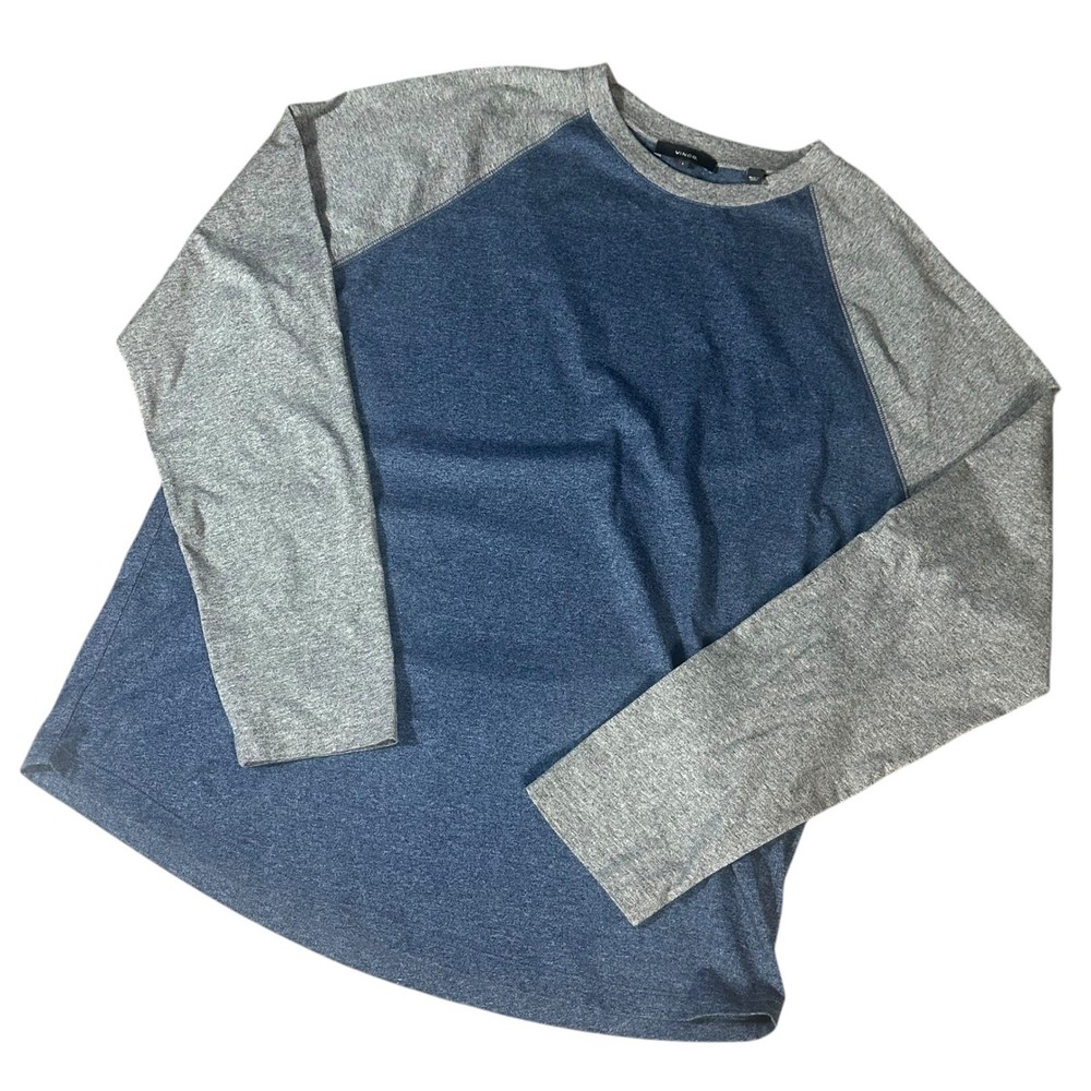 Vince Raglan Long Sleeve Baseball T-Shirt Mens Large Blue Grey Cotton M57999834