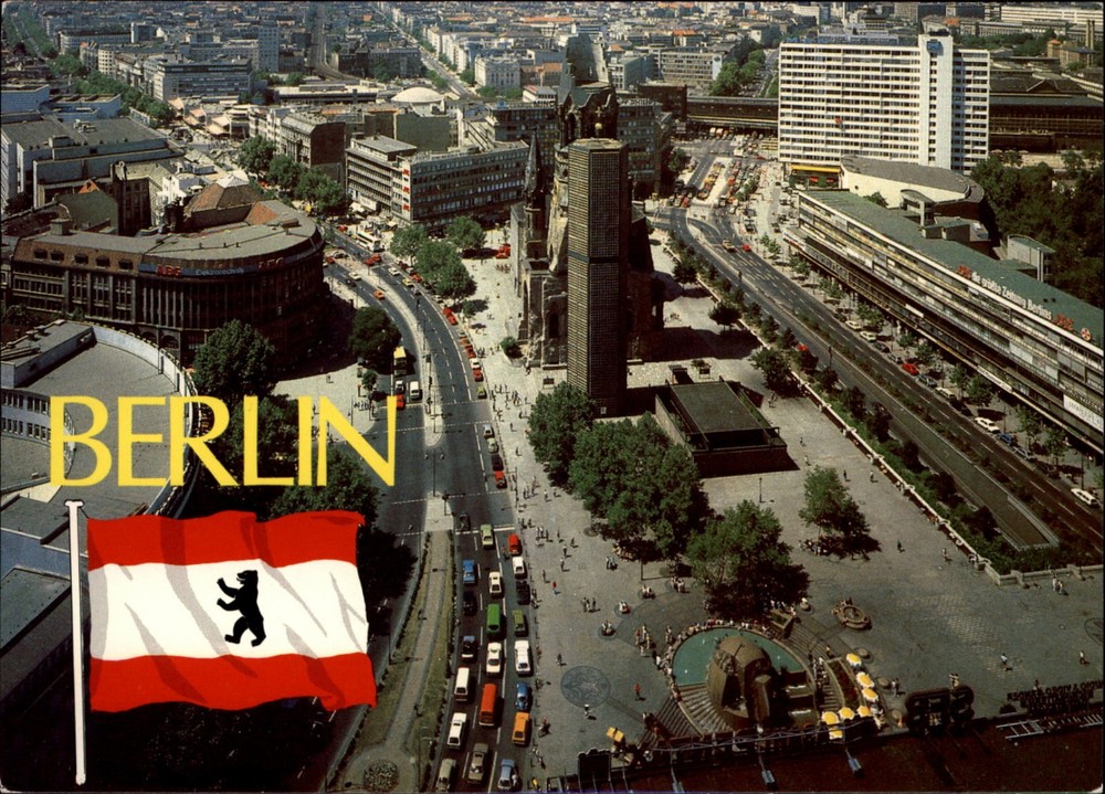 Aerial Berlin Germany view vintage postcard a524