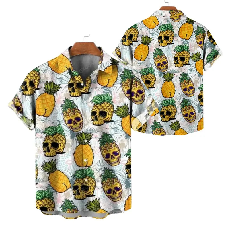 Pineapple Skull Hawaii Shirt Funny Aloha Beach Summer Vacation Men Women