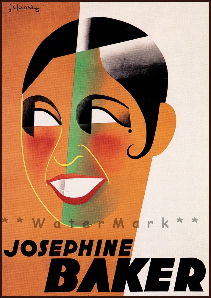 Josephine Baker 1934 Vintage Poster Print Retro Style Art Actress Dancer Singer