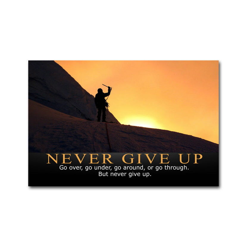 Never Give Up Bodybuilding Motivational Fitness Wall Art Poster