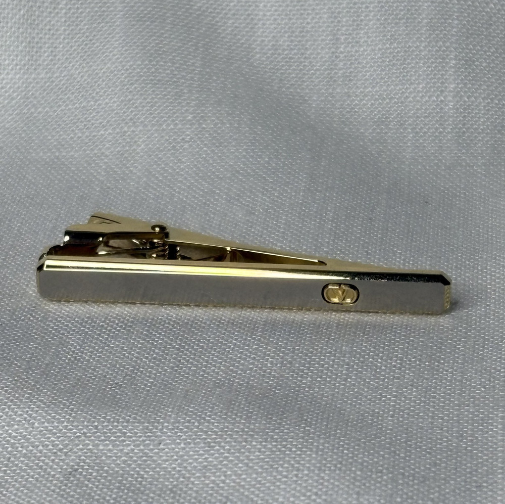 VALENTINO GARAVANI Vintage Tie Clip V Logo Gold Tone