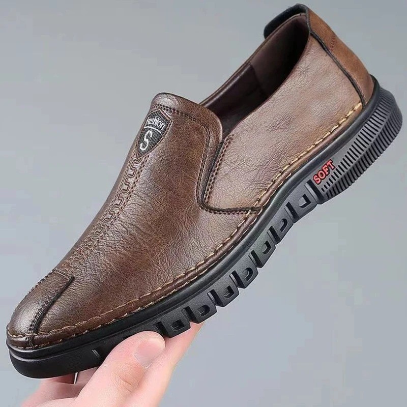 Men's PU Leather Loafers Breathable Slip On Casual Driving Moccasin Shoes