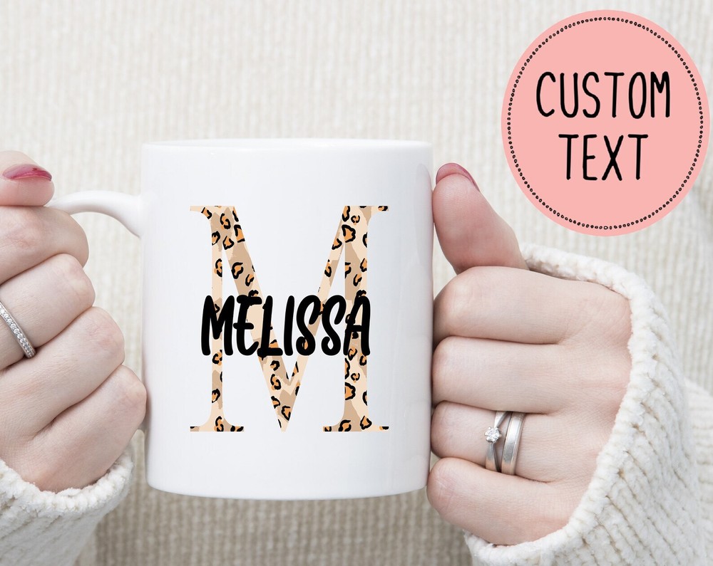 Personalized Coffee Mug Personalized Name Coffee Cup Initial Mug Leopard Initial